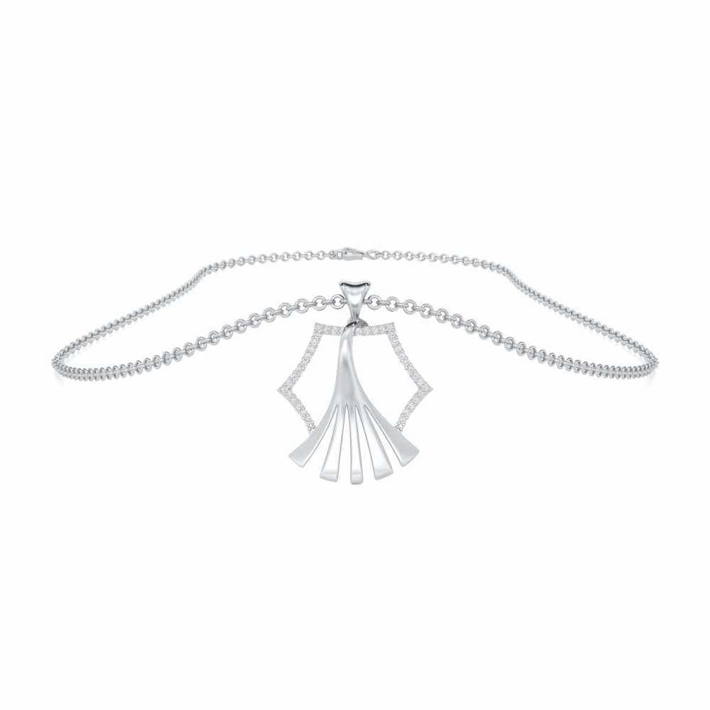 Roshini Silver Pendant - White Gold - Image 3
