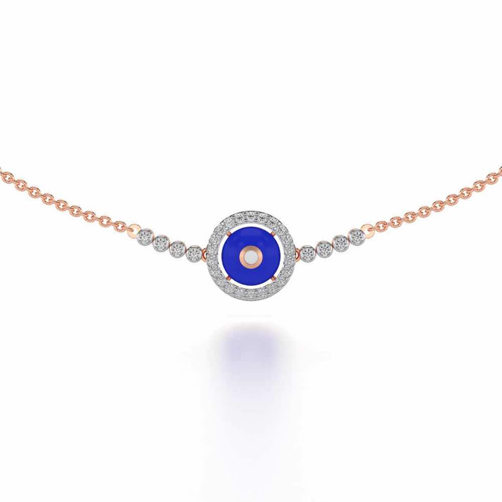 Round Amulet Silver Necklace - Rose Gold - Image 1