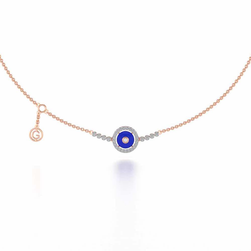 Round Amulet Silver Necklace - Rose Gold - Image 2