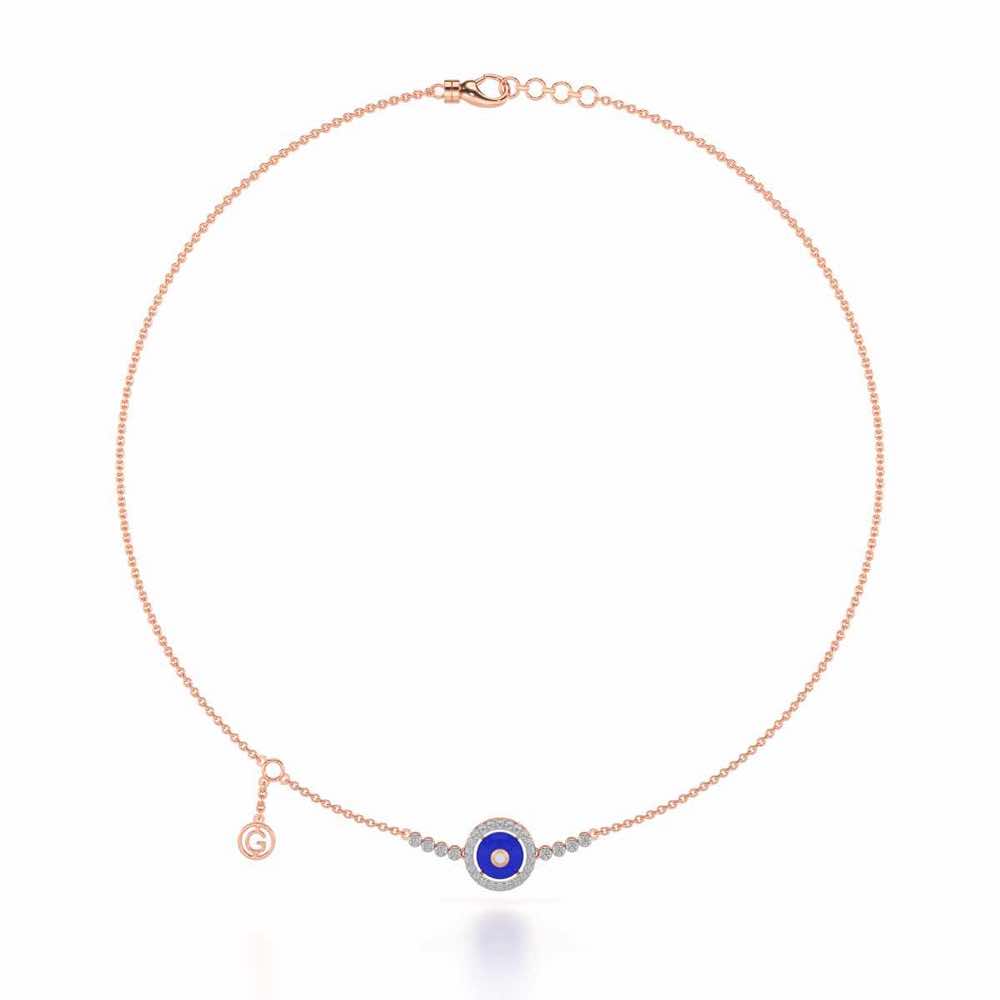 Round Amulet Silver Necklace - Rose Gold - Image 3