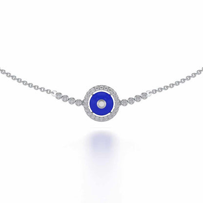Round Amulet Silver Necklace - White Gold - Image 1