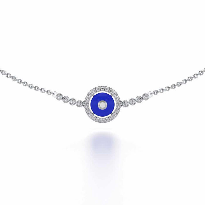 Round Amulet Silver Necklace - White Gold - Image 1