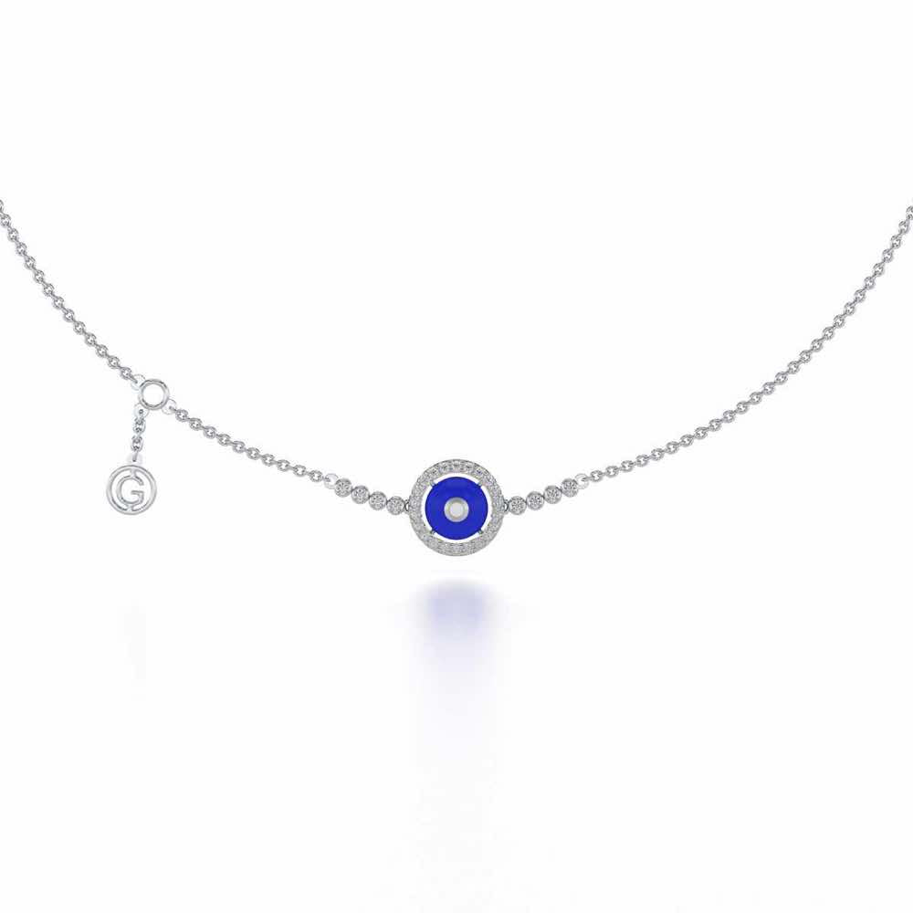 Round Amulet Silver Necklace - White Gold - Image 2