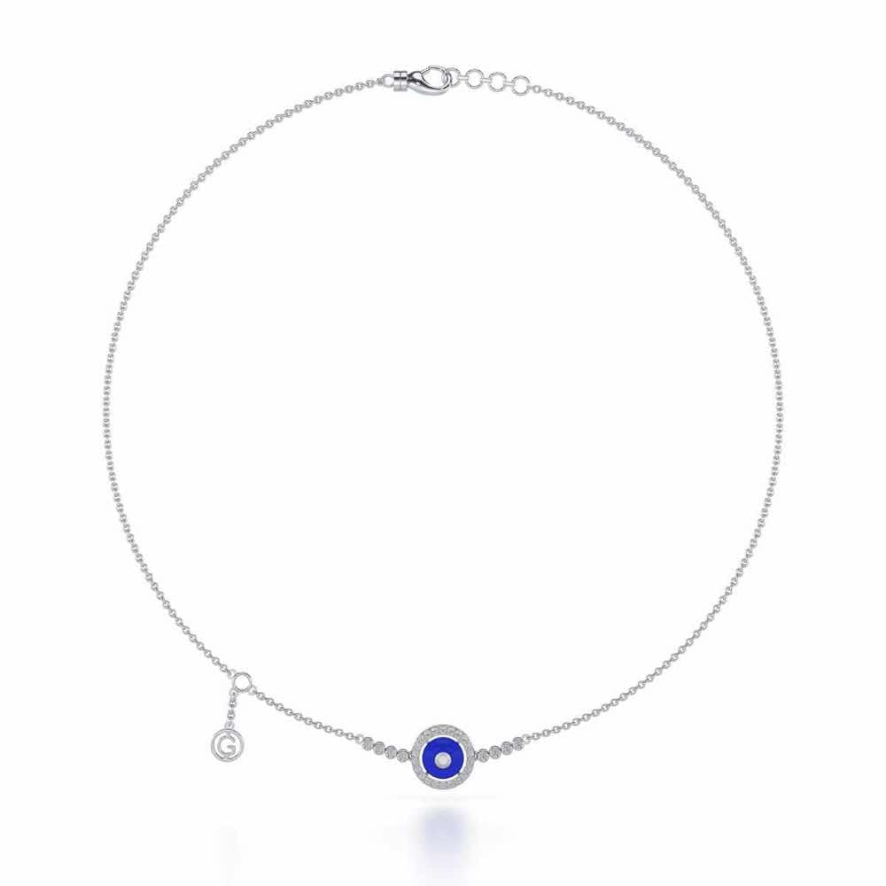 Round Amulet Silver Necklace - White Gold - Image 3