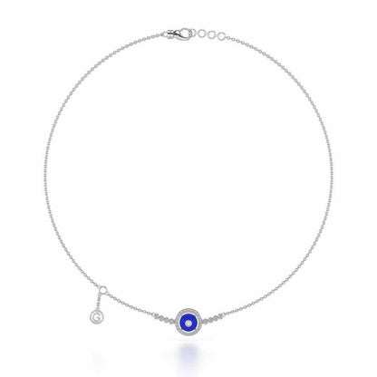 Round Amulet Silver Necklace - White Gold - Image 3