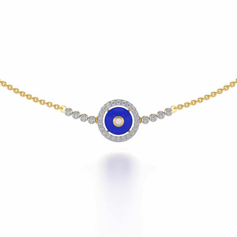 Round Amulet Silver Necklace - Yellow Gold - Image 1