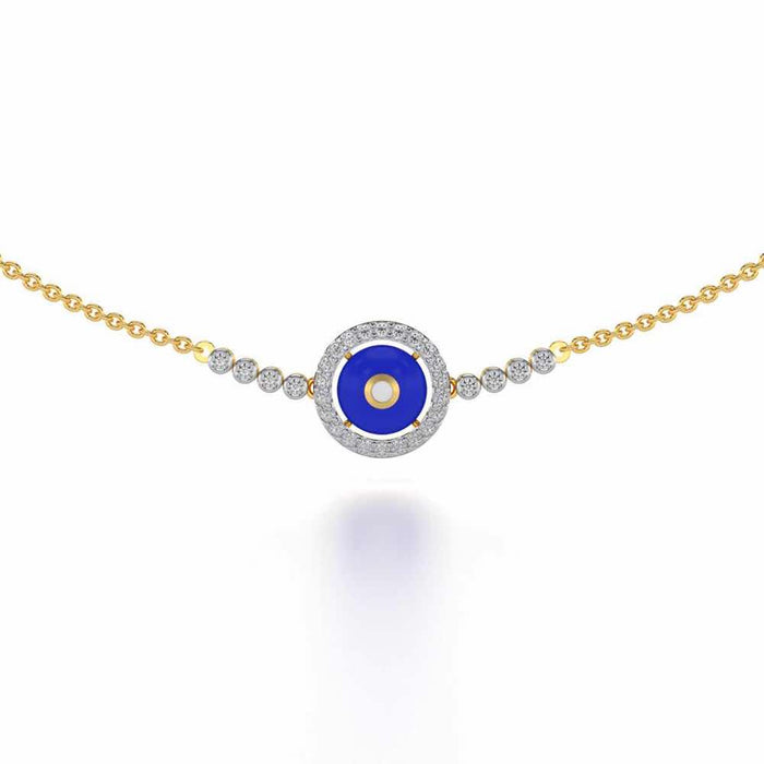 Round Amulet Silver Necklace - Yellow Gold - Image 1