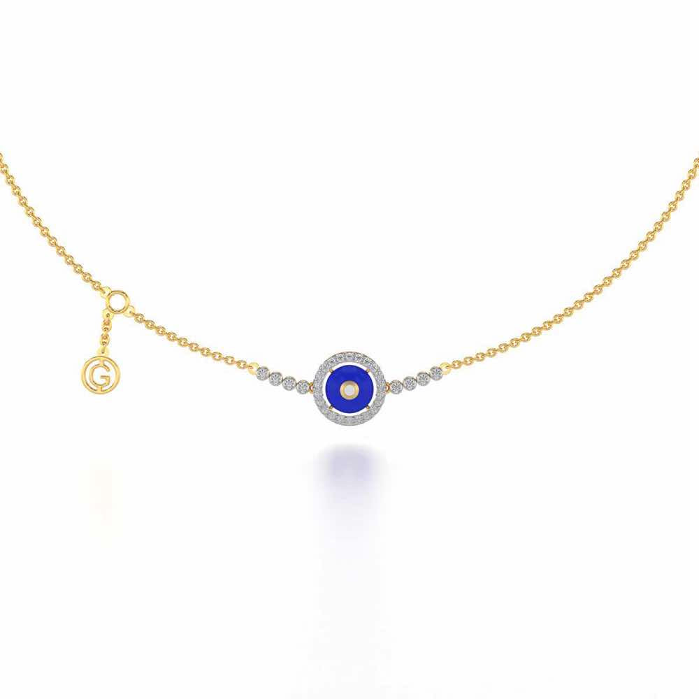 Round Amulet Silver Necklace - Yellow Gold - Image 2
