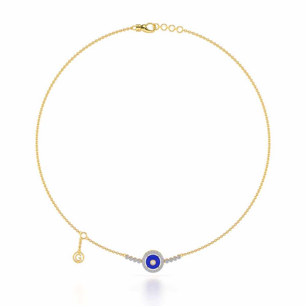 Round Amulet Silver Necklace - Yellow Gold - Image 3
