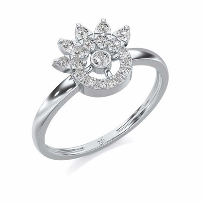 Round Shine Silver Ring - White Gold - Image 1