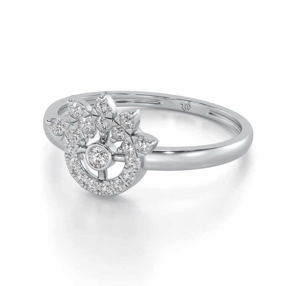 Round Shine Silver Ring - White Gold - Image 2