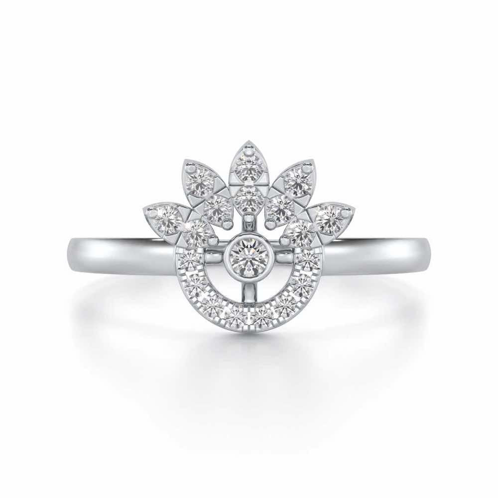 Round Shine Silver Ring - White Gold - Image 4