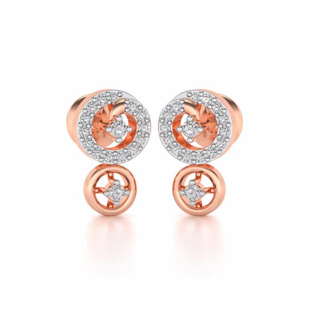 Roundrel Sheen Silver Earrings - Rose Gold - Image 2