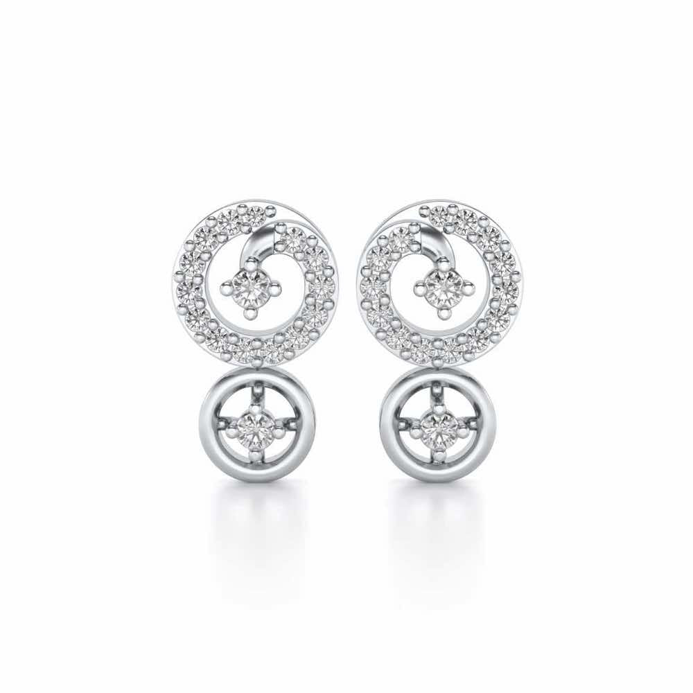 Roundrel Sheen Silver Earrings - White Gold - Image 1