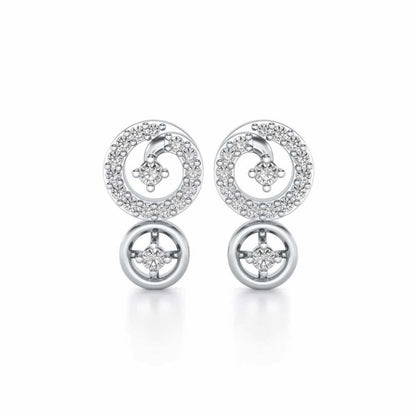 Roundrel Sheen Silver Earrings - White Gold - Image 1