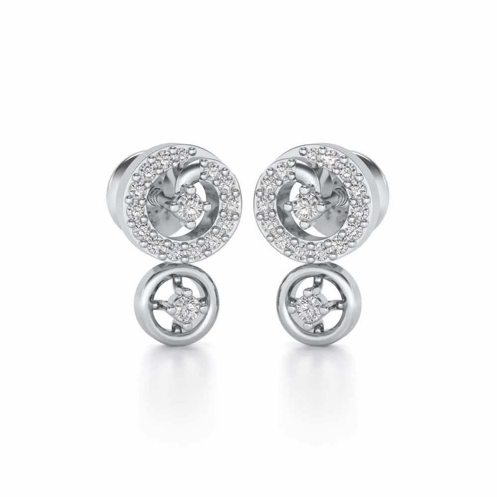 Roundrel Sheen Silver Earrings - White Gold - Image 2