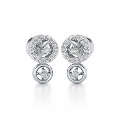 Roundrel Sheen Silver Earrings - White Gold - Image 2