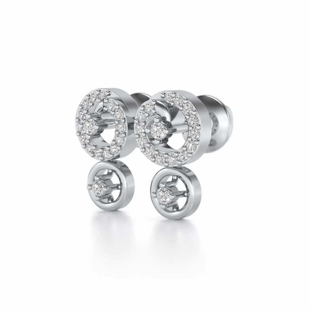 Roundrel Sheen Silver Earrings - White Gold - Image 3