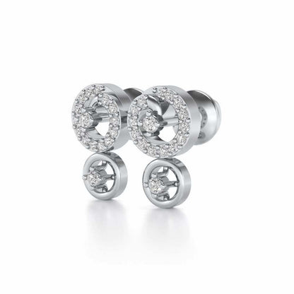 Roundrel Sheen Silver Earrings - White Gold - Image 3