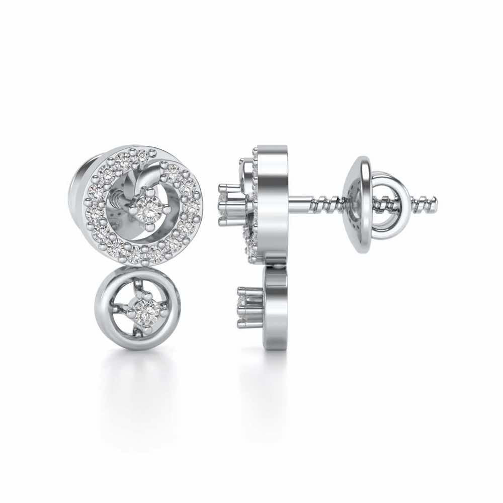 Roundrel Sheen Silver Earrings - White Gold - Image 4
