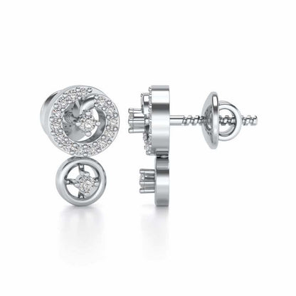 Roundrel Sheen Silver Earrings - White Gold - Image 4