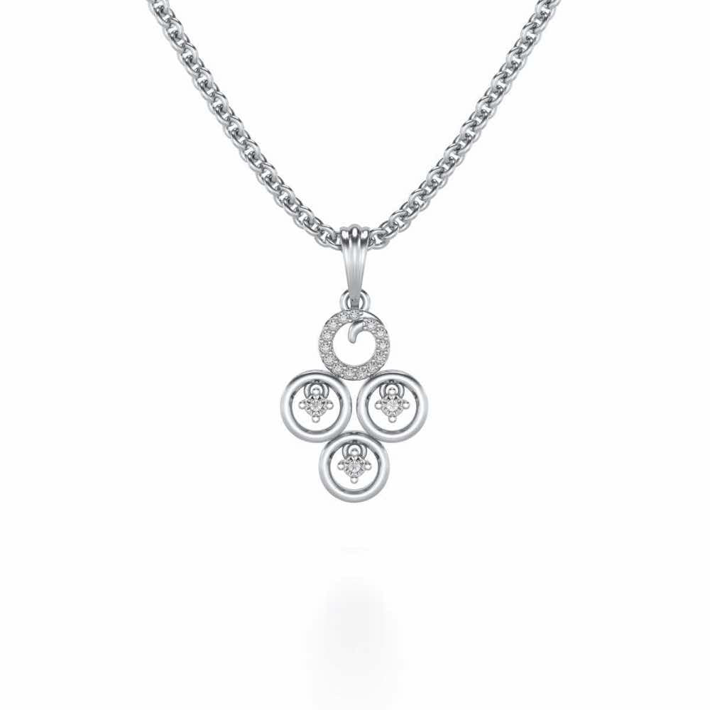 Roundrel Sheen Silver Pendant - White Gold - Image 1
