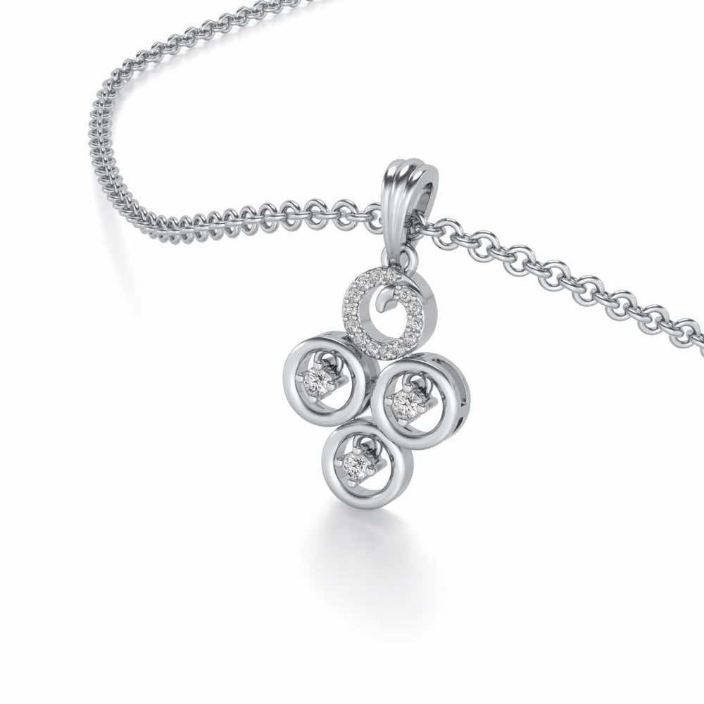 Roundrel Sheen Silver Pendant - White Gold - Image 2
