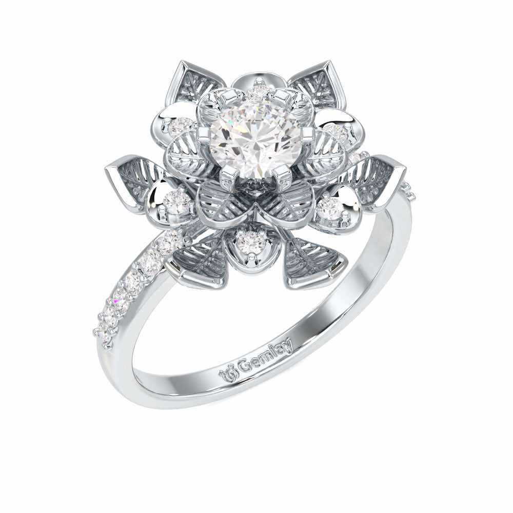 Royal Bloom Solitaire Ring - White Gold - Image 1