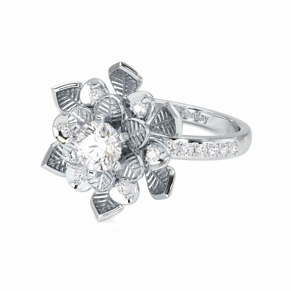 Royal Bloom Solitaire Ring - White Gold - Image 2