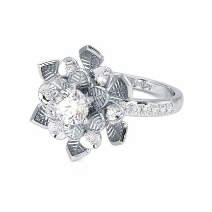 Royal Bloom Solitaire Ring - White Gold - Image 2