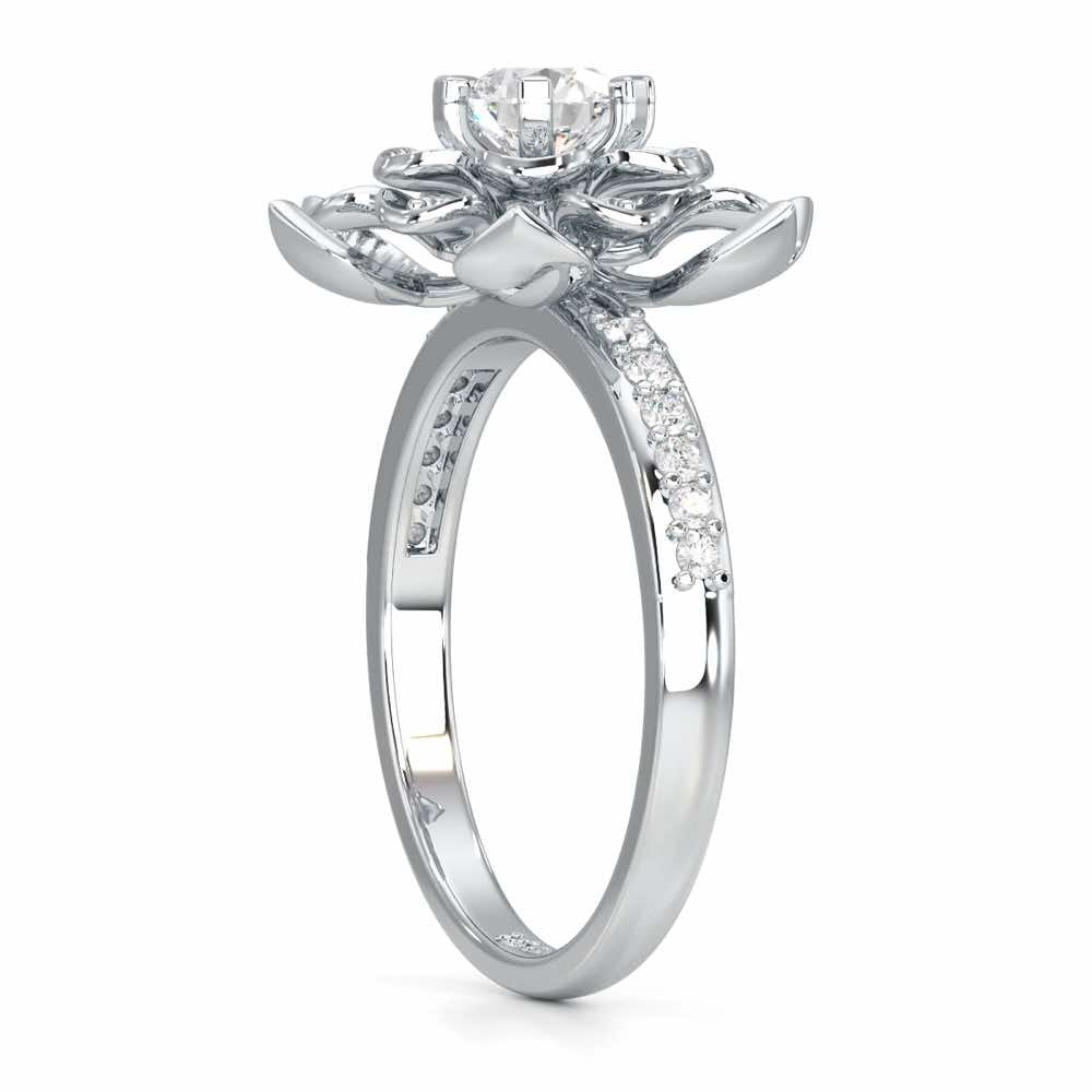 Royal Bloom Solitaire Ring - White Gold - Image 3