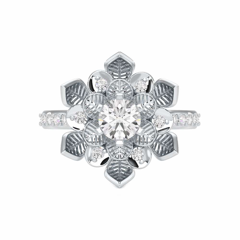 Royal Bloom Solitaire Ring - White Gold - Image 4