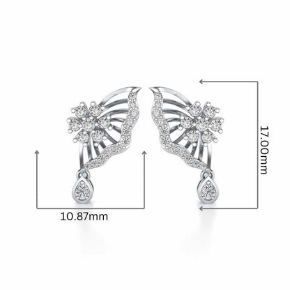 Royal Butterfly Earrings - White Gold - Image 2