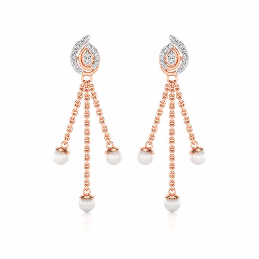 Royal Silver Dangler Earrings - Rose Gold - Image 1