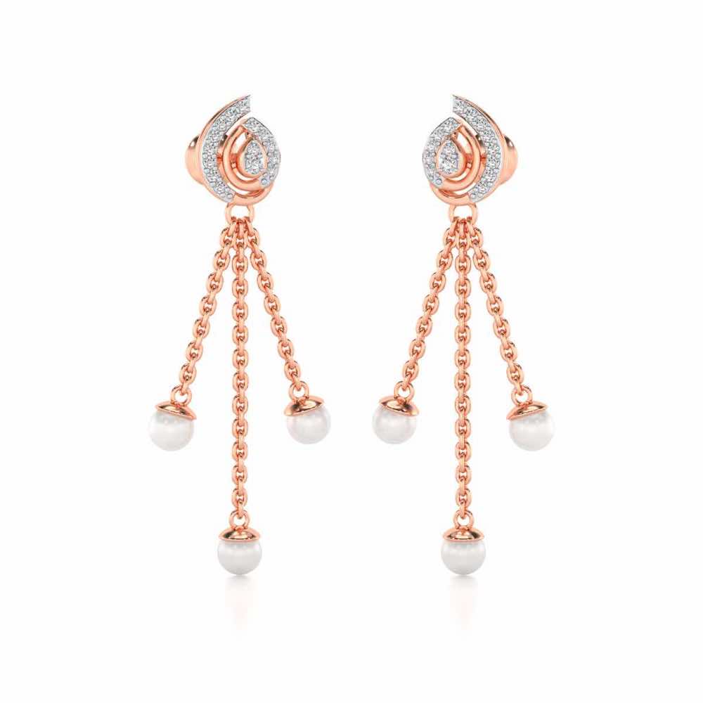 Royal Silver Dangler Earrings - Rose Gold - Image 2