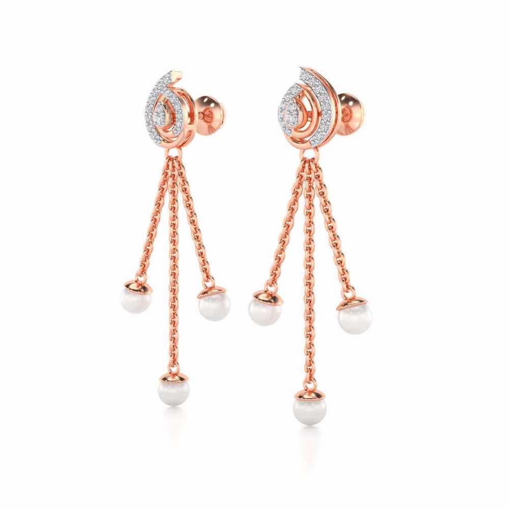 Royal Silver Dangler Earrings - Rose Gold - Image 3