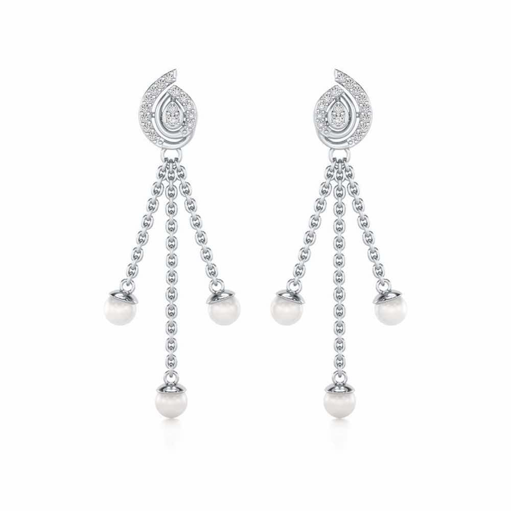 Royal Silver Dangler Earrings - White Gold - Image 1