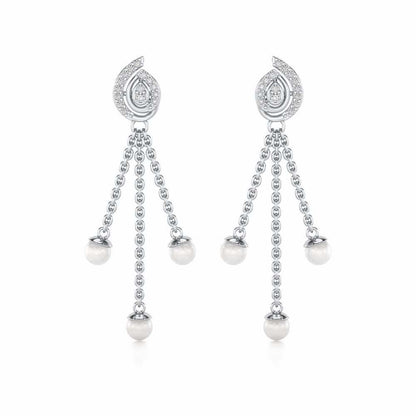 Royal Silver Dangler Earrings - White Gold - Image 1