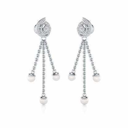 Royal Silver Dangler Earrings - White Gold - Image 2