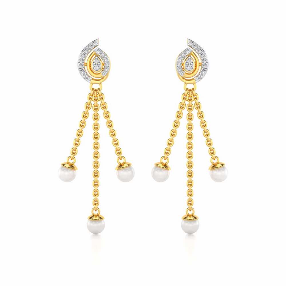 Royal Silver Dangler Earrings - Yellow Gold - Image 1
