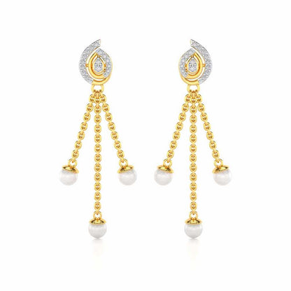 Royal Silver Dangler Earrings - Yellow Gold - Image 1