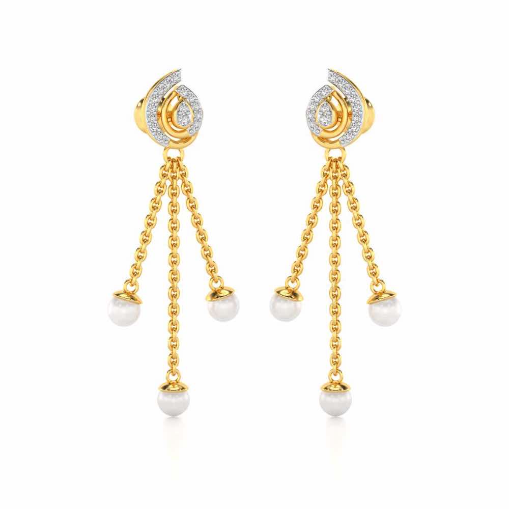 Royal Silver Dangler Earrings - Yellow Gold - Image 2