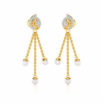 Royal Silver Dangler Earrings - Yellow Gold - Image 2