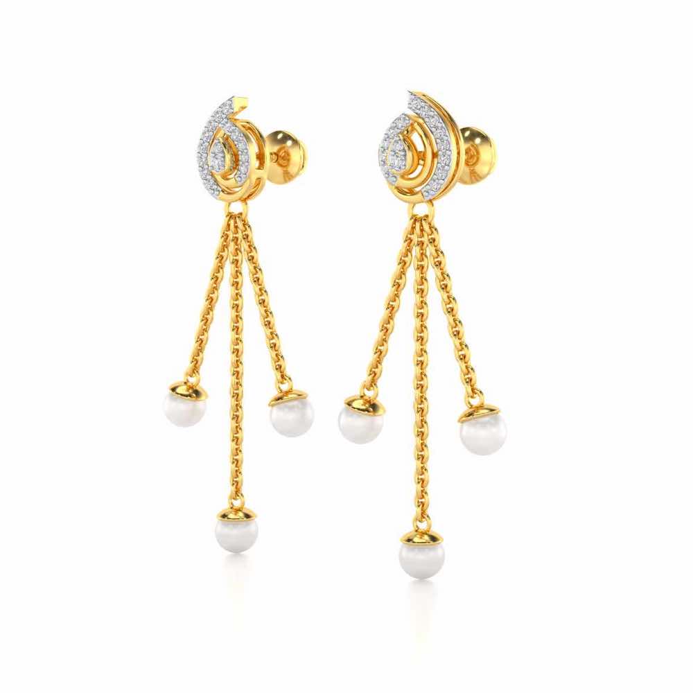 Royal Silver Dangler Earrings - Yellow Gold - Image 3