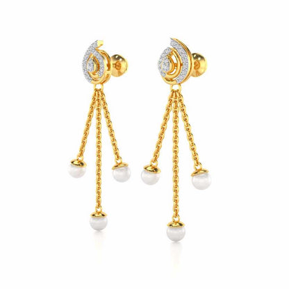 Royal Silver Dangler Earrings - Yellow Gold - Image 3