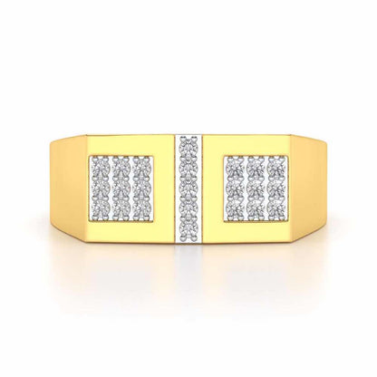 Royal Eye Silver Ring For Men - Yellow Gold - Image 4