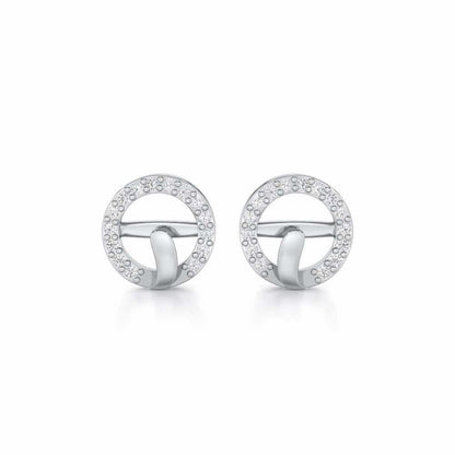 Royal Filigree Silver Earrings - White Gold - Image 1