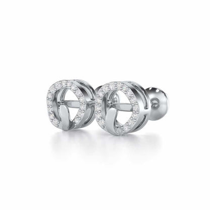Royal Filigree Silver Earrings - White Gold - Image 3