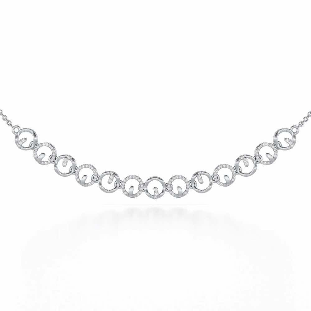 Royal Filigree Silver Necklace - White Gold - Image 1
