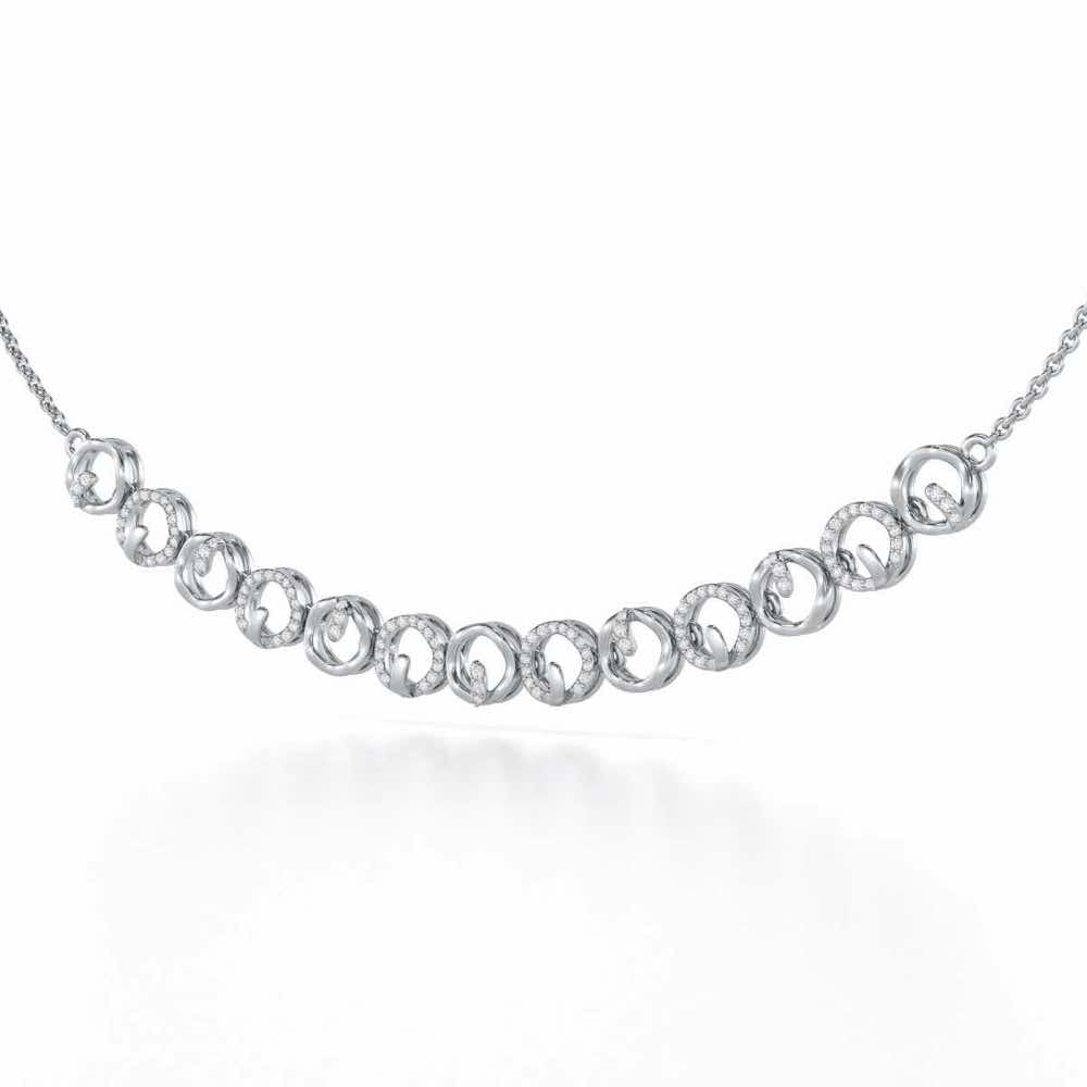Royal Filigree Silver Necklace - White Gold - Image 3